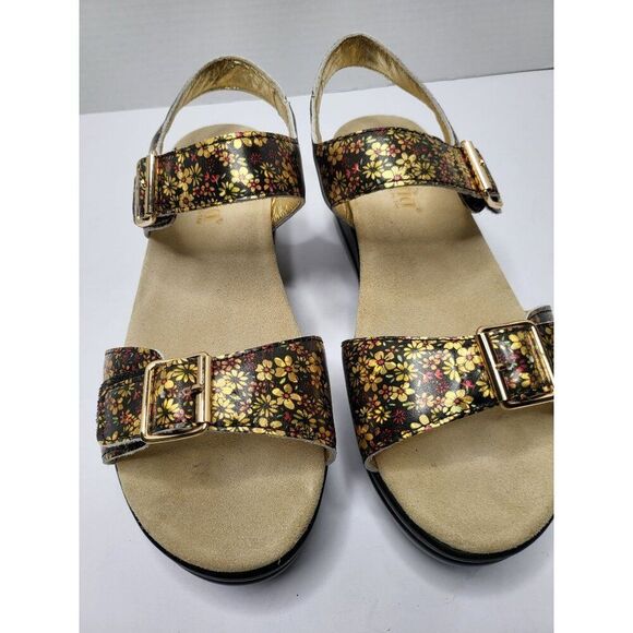 Alegria Morgyn Pretty Things Leather Floral Strap Wedge Sandals Size 8.5 (EU39) - Picture 9 of 11
